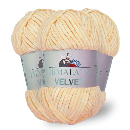 Himalaya Velvet, 3 Stränge/Knäuel, 100% Polyester, zum Stricken, Häkeln, Chenille-Strickgarn, flauschiges Garn, Kleidung, Babydecken, jeder Strang/Knäuel 100 g, 120 m, (90033) von Himalaya velvet