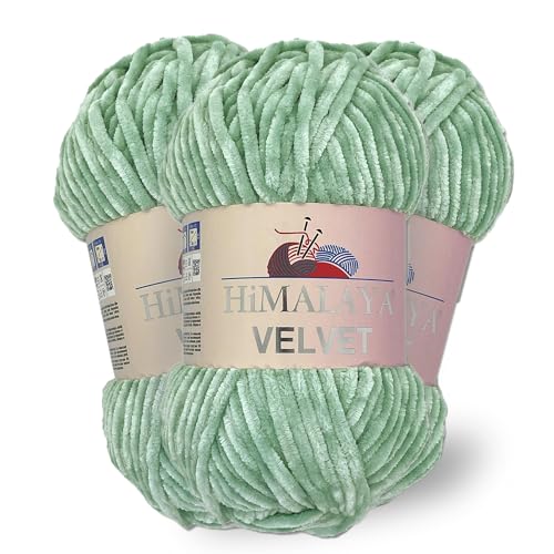 Himalaya Velvet, 3 Stränge/Knäuel, 100% Polyester, zum Stricken, Häkeln, Chenille-Strickgarn, flauschiges Garn, Kleidung, Babydecken, jeder Strang/Knäuel 100 g, 120 m, (90047) von Himalaya velvet