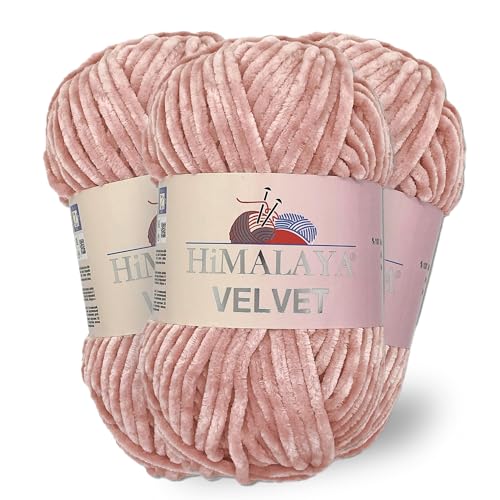 Himalaya Velvet, 3 Stränge/Knäuel, 100% Polyester, zum Stricken, Häkeln, Chenille-Strickgarn, flauschiges Garn, Kleidung, Babydecken, jeder Strang/Knäuel 100 g, 120 m, (90049) von Himalaya velvet