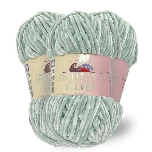 Himalaya Velvet, 3 Stränge/Knäuel, 100% Polyester, zum Stricken, Häkeln, Chenille-Strickgarn, flauschiges Garn, Kleidung, Babydecken, jeder Strang/Knäuel 100 g, 120 m, (90051) von Himalaya velvet