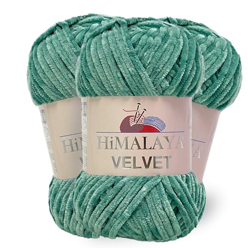 Himalaya Velvet, 3 Stränge/Knäuel, 100% Polyester, zum Stricken, Häkeln, Chenille-Strickgarn, flauschiges Garn, Kleidung, Babydecken, jeder Strang/Knäuel 100 g, 120 m, (90054) von Himalaya velvet