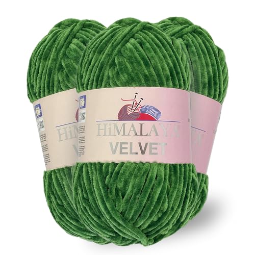 Himalaya Velvet, 3 Stränge/Knäuel, 100% Polyester, zum Stricken, Häkeln, Chenille-Strickgarn, flauschiges Garn, Kleidung, Babydecken, jeder Strang/Knäuel 100 g, 120 m, (90060) von Himalaya velvet