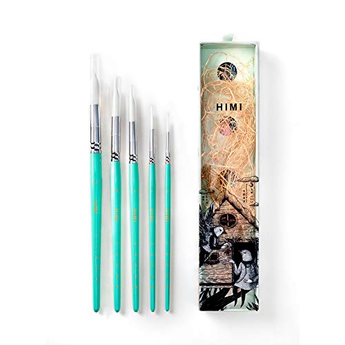 HIMI Gouache/Aquarell Pinsel Set 5 Stück für Acryl Öl Aquarell Gesicht & Körper Gouache Malerei Schönes Geschenk Kunst Bastler, Kinder & Erwachsene (Grün, Aquarellpinsel) von HIMI