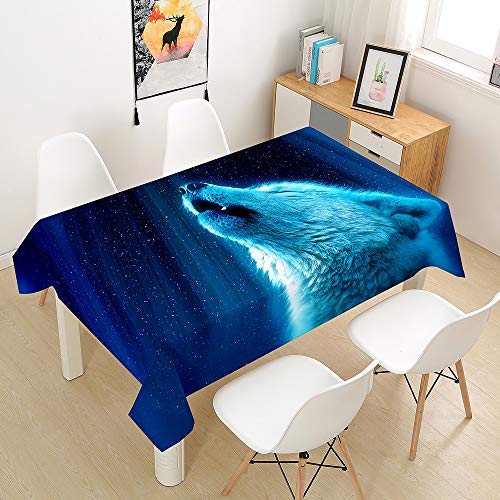 Himlaya Tischdecke 3D Wolf Drucken Abwaschbar, Rechteckig Wachstuchtischdecke, Pflegeleicht Fleckschutz Ölfest Abwaschbar Outdoor Garten Deko (90x90,Blu-Ray) von Himlaya