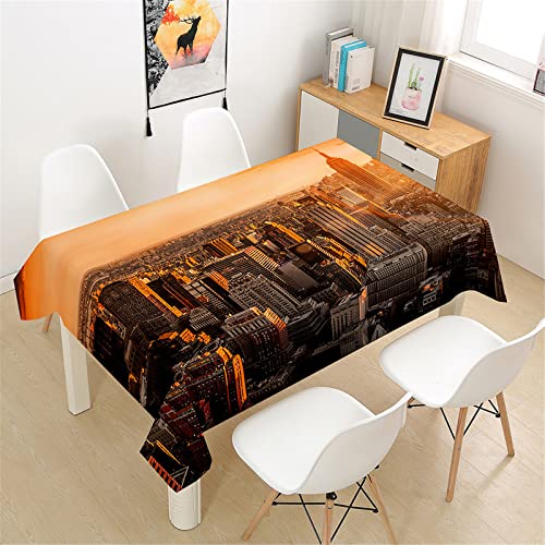 Himlaya Tischdecke Abwaschbar Wasserdicht, 3D Stadtbild Druck Tischdecken Rechteckig Fleckschutz Pflegeleicht Polyester Tischtuch Outdoor Küche Garten (Sonnenaufgang Stadt,60x60cm) von Himlaya