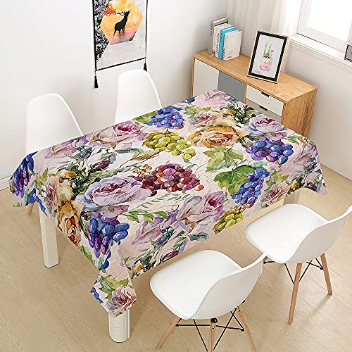 Himlaya Tischdecke Abwaschbar Wasserdicht, 3D Traube Drucken Tischtuch Rechteckig Wachstuchtischdecke, Tischdecken Pflegeleicht Fleckschutz Outdoor Küche Garten Deko (Vintage,60x60) von Himlaya