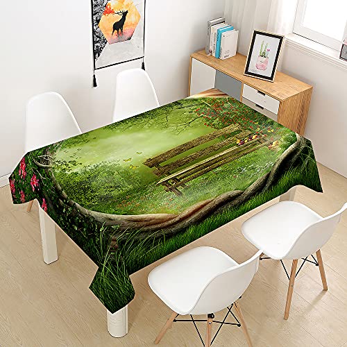 Himlaya Tischdecke Abwaschbar Wasserdicht, 3D Wald Druck Tischtuch Rechteckig Wachstuchtischdecke, Tischdecken Pflegeleicht Fleckschutz Outdoor Küche Garten Deko (Grüner Wald,60x60cm) von Himlaya
