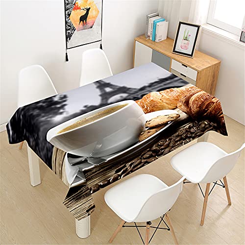 Himlaya Tischdecke Abwaschbar Wasserdicht, Tischtuch Rechteckig Wachstuchtischdecke 3D Kaffee Druck, Tischdecken Pflegeleicht Fleckschutz Outdoor Küche Garten Deko (Turm Nachmittagstee,100x140cm) von Himlaya