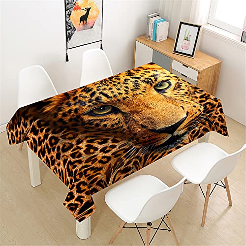 Himlaya Tischdecke Abwaschbar Wasserdicht, Tischtuch Rechteckig Wachstuchtischdecke 3D Leoparden Druck Tischdecken Pflegeleicht Fleckschutz Outdoor Küche Garten (Brauner Leopard,100x140cm) von Mcties