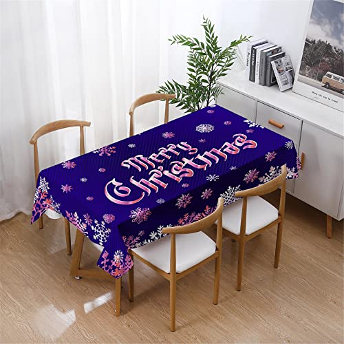 Himlaya Weihnachten Tischdecke Abwaschbar Wasserdicht, 3D Tischwäsche Polyester Wasserabweisend Rechteckig Tischtuch Fleckschutz Tischdecken für Outdoor Küche Garten (Lila Weihnachten,140*210cm) von Himlaya