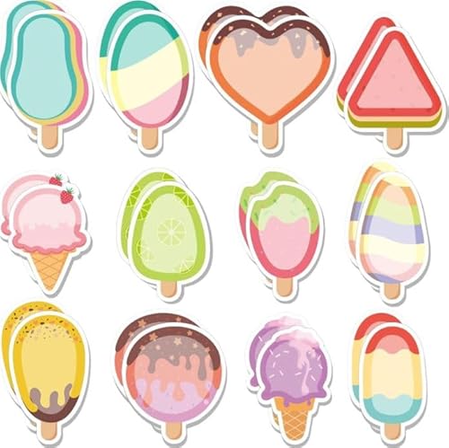 Hinapan 12 Stück Eiscreme Haftnotize, Niedliche Mini-Haftnotizen, 360 Blatt Kleine Haftnotizen Kinder, Für Schulnotizen, Büronotizen, Geschenke Kinder von Hinapan
