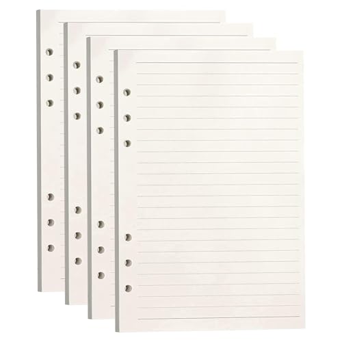 Hinapan 180 Blatt A5 Nachfüllpapier, A5 Ringbucheinlagen, Binderpapier, Rasterpapier mit 6 Löchern, Linealpapier, Für Notizen, Skizzen und Tagebücher (21 x 14,2 cm) (Horizontale Linie) von Hinapan