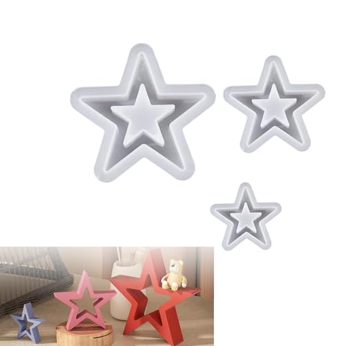 Hinapan 3-Teiliges Silikonform Weihnachten Stern, Hohles Sternförmiges Silikonformen-Set, 3D Pentagramm Förmige Silikonform, DIY-Harzhandwerk, Gussform, 3 Größen Hinapan 3-Teiliges Silikonform Weihnachten Stern, Hohles Sternförmiges Silikonformen-Set, 3D Pentagramm Förmige Silikonform, DIY-Harzhandwerk, Gussform, 3 Größen von Hinapan