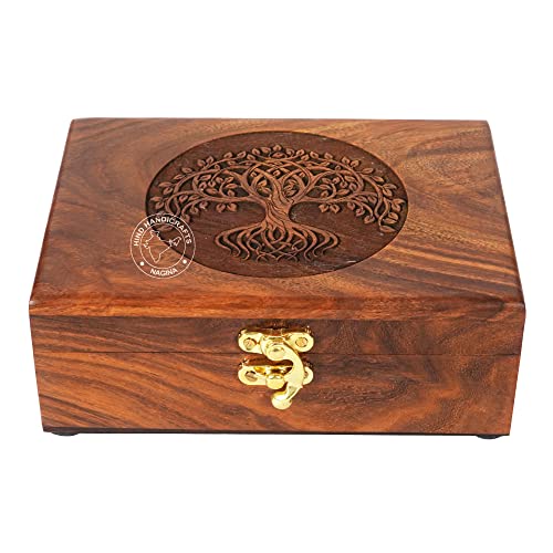 Rosewood Handgefertigte Holzurne Baum des Lebens Gravur Handgeschnitzt Schmuckschatulle für Damen Herren Juwel | Wohnkultur Akzente | Dekorative Boxen | Aufbewahrung & Organizer (17,8 x 14 x 8,9 cm, Rosewood Handgefertigte Holzurne Baum des Lebens Gravur Handgeschnitzt Schmuckschatulle für Damen Herren Juwel | Wohnkultur Akzente | Dekorative Boxen | Aufbewahrung & Organizer (17,8 x 14 x 8,9 cm, von Hind Handicrafts