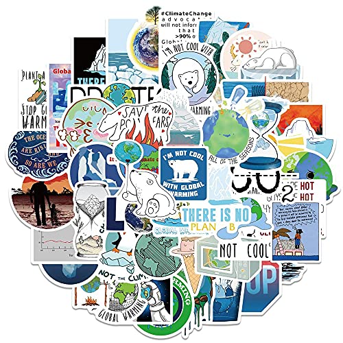 Hinleise 50 Stück Aufkleber Global Climate Change Graffiti Wasserdicht Aufkleber Pack für Laptop Wasserflaschen Skateboard Koffer Motorrad Gitarre Aufkleber Dekoration von Hinleise