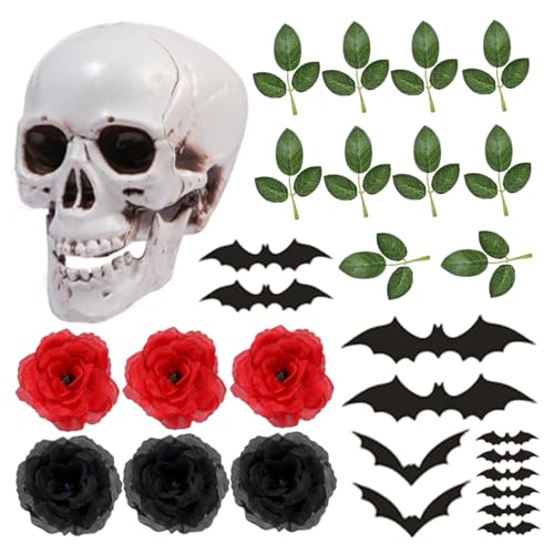 29 Teile/satz Halloween Kuchen Dekorationen Gothic Schädel Halloween Kuchen Topper mit Rosen Fledermäuse & Zweige für Party Festival Lieferungen 29 Teile/satz Halloween Kuchen Dekorationen Gothic Schädel Halloween Kuchen Topper mit Rosen Fledermäuse & Zweige für Party Festival Lieferungen von Hintyne