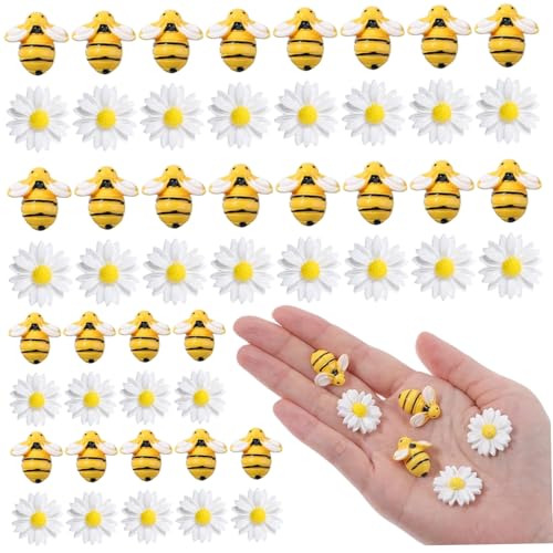 50 Stück Bienen-Kuchendekorationen süße Mini-Bienen aus Kunstharz mit Blumen Gänseblümchen-Kuchendekorationen für selbstgemachten Kranz Cupcake-Dekor 50 Stück Bienen-Kuchendekorationen süße Mini-Bienen aus Kunstharz mit Blumen Gänseblümchen-Kuchendekorationen für selbstgemachten Kranz Cupcake-Dekor von Hintyne