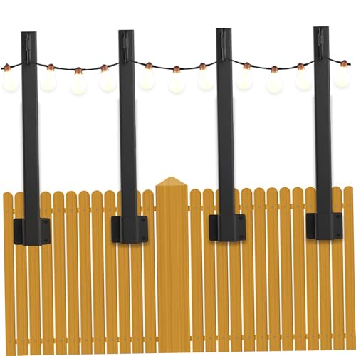 Hintyne Lichterkettenmasten 4 Stück/Set 43, 2 cm für die Terrasse Girlanden-Lichtmasten mit Schraubbefestigung Haken aus Eisen Mehrzweck-Lichtmasten für den Garten im Freien von Hintyne