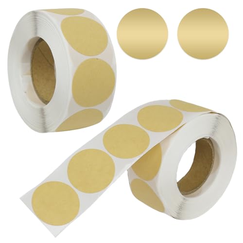 1000 Stück 25mm Kraftpapier Aufkleber Sticker, Preisetiketten Papieraufkleber Selbstklebend Etiketten Rund Klebeetiketten Zum Beschriften für Grußkarten Geschenke Basteln Marmeladen (2 Rolle) von Hioip