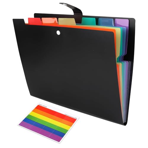 Fächermappe A4 mit 7 Fächern, Dokumentenmappe Aktenordner Bunte mit Etiketten und Deckel als Zeugnismappe Sammelmappe Dokumententasche, Dokumenten Organizer für Büro Schule Zuhause von Hioip