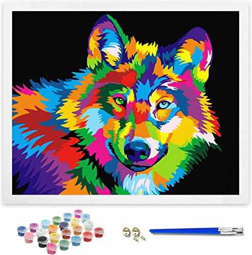 Hiolife Malen nach Zahlen für Kinder und Erwachsene und Anfänger, DIY Acryl-Malerei-Geschenk-Set, 50,8 x 40,6 cm Wolf - ohne Rahmen Hiolife Malen nach Zahlen für Kinder und Erwachsene und Anfänger, DIY Acryl-Malerei-Geschenk-Set, 50,8 x 40,6 cm Wolf - ohne Rahmen von Hiolife