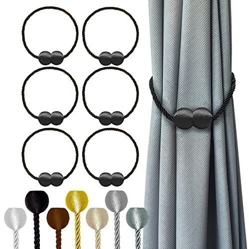 Hion Magnetische Gardinenhalter Schwarz, 6er-Pack, Raffhalter mit Schnallen, Halter, Haken und Clips für Zuhause, Schlafzimmer, Büro – Dekorativ für dicke oder dünne Vorhänge Hion Magnetische Gardinenhalter Schwarz, 6er-Pack, Raffhalter mit Schnallen, Halter, Haken und Clips für Zuhause, Schlafzimmer, Büro – Dekorativ für dicke oder dünne Vorhänge von Hion