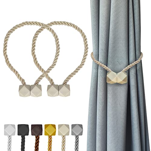 Hion Magnetische Vorhang-Raffhalter, Beige, 2 Stück, Vorhang-Raffhalter, Schnallen, Halter, Haken, Clip für Zuhause, Schlafzimmer, Büro, dekorativer Vorhang von Hion