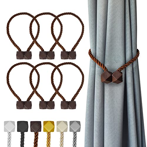 Hion Magnetische Vorhang-Raffhalter, Dunkelbraun, 6 Stück, Vorhang-Raffhalter, Schnallen, Halter, Haken, Clip für Zuhause, Schlafzimmer, Büro, dekorativer dicker oder dünner Vorhang Hion Magnetische Vorhang-Raffhalter, Dunkelbraun, 6 Stück, Vorhang-Raffhalter, Schnallen, Halter, Haken, Clip für Zuhause, Schlafzimmer, Büro, dekorativer dicker oder dünner Vorhang von Hion