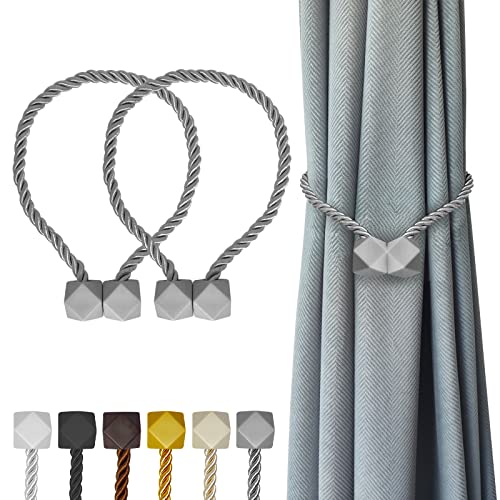 Hion Magnetische Vorhang-Raffhalter, Grau, 2 Stück, Schnallen, Halter, Haken, Clip für Zuhause, Schlafzimmer, Büro, Dekorativer Vorhang von Hion