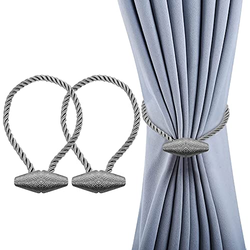 Hion Magnetische Vorhang-Raffhalter, Grau, 2 Stück, Schnallen, Halter, Haken, Clip für Zuhause, Schlafzimmer, Büro, Dekorativer Vorhang von Hion
