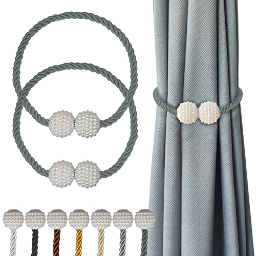 Hion Magnetische Vorhang-Raffhalter, Grau-Blau, 2 Stück, Schnallen, Halter, Haken, Clip für Zuhause, Schlafzimmer, Büro, Dekorativer Vorhang von Hion