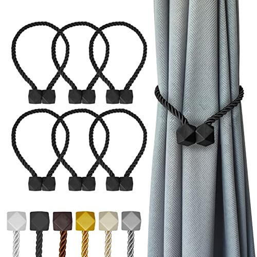 Hion Magnetische Vorhang-Raffhalter, schwarz, 6 Stück, Vorhang-Raffhalter, Schnallen, Holdback, Haken, Clip für Zuhause, Schlafzimmer, Büro, dekorativer dicker oder dünner Vorhang Hion Magnetische Vorhang-Raffhalter, schwarz, 6 Stück, Vorhang-Raffhalter, Schnallen, Holdback, Haken, Clip für Zuhause, Schlafzimmer, Büro, dekorativer dicker oder dünner Vorhang von Hion