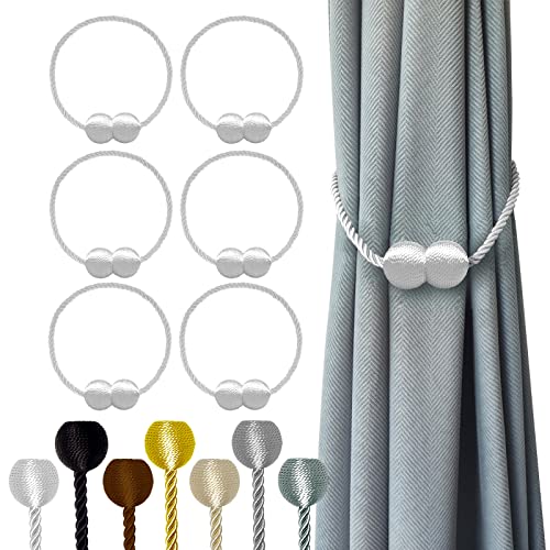 Hion Magnetische Vorhang-Raffhalter, weiß, 6 Stück, Vorhang-Raffhalter, Schnallen, Halter, Haken, Clip für Zuhause, Schlafzimmer, Büro, dekorativer dicker oder dünner Vorhang Hion Magnetische Vorhang-Raffhalter, weiß, 6 Stück, Vorhang-Raffhalter, Schnallen, Halter, Haken, Clip für Zuhause, Schlafzimmer, Büro, dekorativer dicker oder dünner Vorhang von Hion