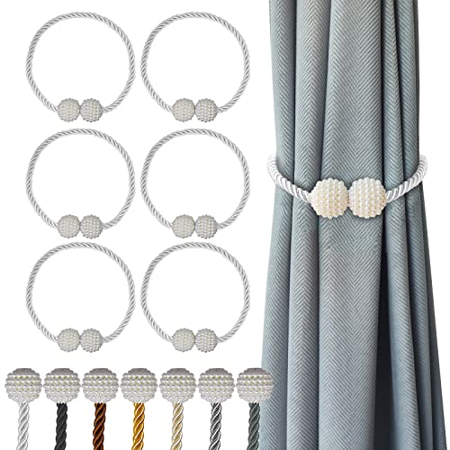 Hion Magnetische Vorhang-Raffhalter, weiß, 6 Stück, Vorhang-Raffhalter, Schnallen, Halter, Haken, Clip für Zuhause, Schlafzimmer, Büro, dekorativer dicker oder dünner Vorhang von Hion