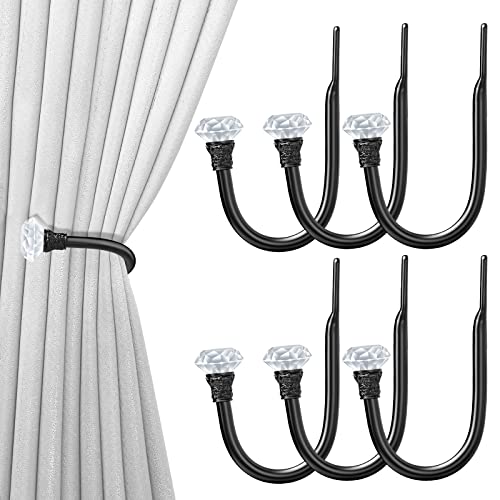 Hion Vorhang-Raffhalter, schwarz, 6 Stück, Vorhang-Raffhalter, Wandmontage, Vorhanghaken Halter für Vorhänge von Hion