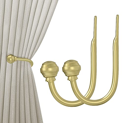Hion Vorhanghalter, goldfarben, 2 Stück, Vorhang-Raffhalter, Wandmontage, Vorhanghaken, Halter für Vorhänge von Hion