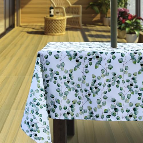 Hipinger Outdoor-Tischdecke mit Schirmloch und Reißverschluss, Terrassentischdecke, schwer, schmutzabweisend, wasserdicht, 152,4 cm, quadratisch, Frühling von Hipinger