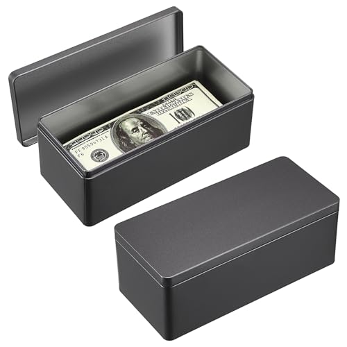 Hipiwe 2 Packungen schwarze Metallkassetten, rechteckiger Geld-Organizer mit Deckel, Geldaufbewahrungsbox, leere Box für Münzen, Rechnungen, Dollar, Briefmarken, Schmuck, Büroklammer-Organizer Hipiwe 2 Packungen schwarze Metallkassetten, rechteckiger Geld-Organizer mit Deckel, Geldaufbewahrungsbox, leere Box für Münzen, Rechnungen, Dollar, Briefmarken, Schmuck, Büroklammer-Organizer von Hipiwe