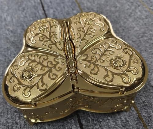 Hipiwe Dekorative Schmuckschatulle aus Metall, Schatztruhe für Ringe, Halsketten, Ohrringe, Vintage-Stil, goldfarben Hipiwe Dekorative Schmuckschatulle aus Metall, Schatztruhe für Ringe, Halsketten, Ohrringe, Vintage-Stil, goldfarben von Hipiwe
