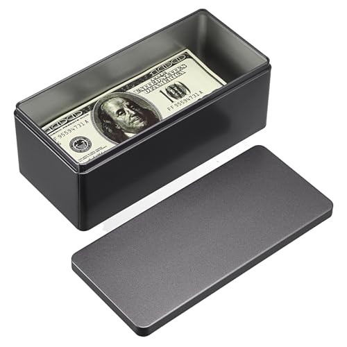 Hipiwe Geldkassette aus Metall, rechteckig, mit Deckel, leerer Geldbehälter für Münzen, Rechnungen, Dollar, Briefmarken, Schmuck, Büroklammern, Organizer, Schwarz Hipiwe Geldkassette aus Metall, rechteckig, mit Deckel, leerer Geldbehälter für Münzen, Rechnungen, Dollar, Briefmarken, Schmuck, Büroklammern, Organizer, Schwarz von Hipiwe