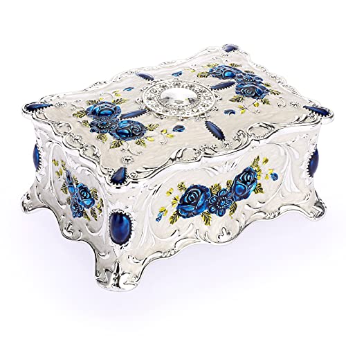 Hipiwe Retro-Schmuckschatulle aus Metall, luxuriös, rechteckig, mit Rosenmuster, dekorative Box, kunstvolle Schatztruhe, Andenken, Geschenkbox für Damen und Mädchen Hipiwe Retro-Schmuckschatulle aus Metall, luxuriös, rechteckig, mit Rosenmuster, dekorative Box, kunstvolle Schatztruhe, Andenken, Geschenkbox für Damen und Mädchen von Hipiwe