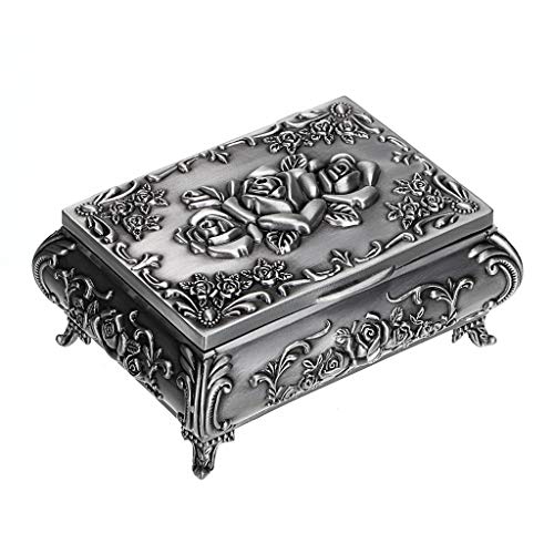 Hipiwe Schmuckschatulle im Vintage-Stil, mit Schmuckschatulle aus Metall, für Mädchen und Damen Stil 1, Größe S von Hipiwe