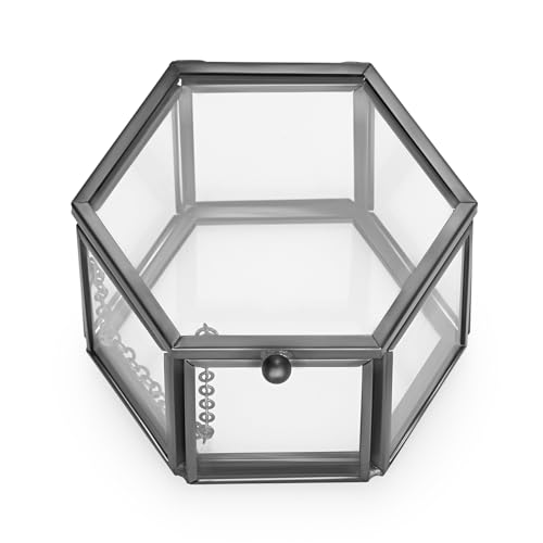 Hipiwe Vintage-Glas-Schmuckschatulle – schwarz, sechseckig, Schmuck-Organizer, Andenken-Box, dekorative Box für Schmuck, Ringe, Ohrringe, Truhe, klein Hipiwe Vintage-Glas-Schmuckschatulle – schwarz, sechseckig, Schmuck-Organizer, Andenken-Box, dekorative Box für Schmuck, Ringe, Ohrringe, Truhe, klein von Hipiwe
