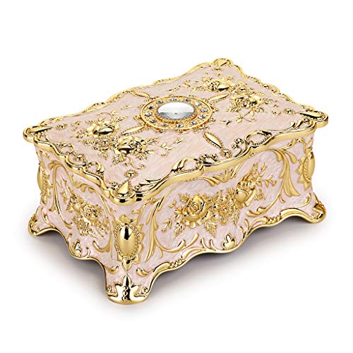 Hipiwe Vintage-Schmuckkästchen aus Metall – zweilagige, rechteckige Schmuckschatulle, Aufbewahrungsbox, kunstvolle Schatztruhe, dekorative Schmuckbox, 17.8x12.7x7.6 cm, groß Hipiwe Vintage-Schmuckkästchen aus Metall – zweilagige, rechteckige Schmuckschatulle, Aufbewahrungsbox, kunstvolle Schatztruhe, dekorative Schmuckbox, 17.8x12.7x7.6 cm, groß von Hipiwe