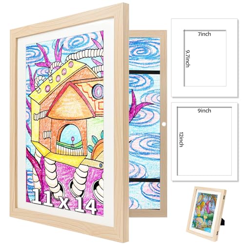 Hipsignal Kinder Bilderrahmen, 28x35cm/11x14inch Befüllba Bilderrahmen für Kinder mit Frontöffnung zum Aufhängen oder Aufstellen von Kinderzeichnungen (Holz) von Hipsignal