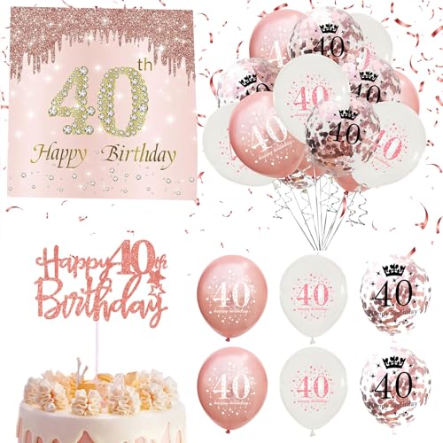 40. Geburtstag Deko Servietten 40 Stück + Roségold luftballons 40. Geburtstag 15 Stück + Happy Birthday Tortendeko Set für Mädchen Frau Frauen Party, Tisch Dekoration 40. Geburtstag Deko Servietten 40 Stück + Roségold luftballons 40. Geburtstag 15 Stück + Happy Birthday Tortendeko Set für Mädchen Frau Frauen Party, Tisch Dekoration von Hiqiku