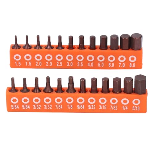 24-teiliger S 2-Legierungs-Stahl-Hex-Bit-Set, 1/4 Hex Shank Metrics & SAE-Bohrer (1,5-8 Mm & 5/64-5/16), Industrielle Note mit Lagerregalen für Elektrische/pneumatische von Hiraith