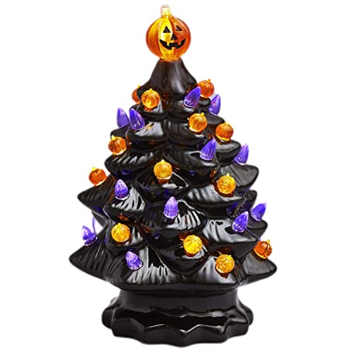 Beleuchteter Keramik-Halloween-Baum, Tisch-Halloween-Dekoration, Halloween-Baum, Kürbis-Licht (M) von Hiraith