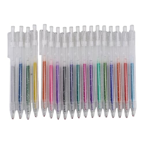 Hiraith 18 Farben Glitzer Gel -Stift -Set - 1,0 Mm Einrückbare Tipps Sparkles für Journaling, Färbung und Dekoration, Glattes Schreiben mit Komfortgriff von Hiraith