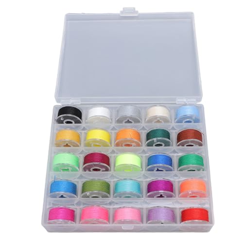 Hiraith 25pcs Piegel Sich Eingestuft - Set - Verschiedene Farbnähmaschinen -Spulen mit Transparenter Speicherhülle, Standardgröße Passt die Meisten Maschinen für Stick- und Nähprojekte von Hiraith